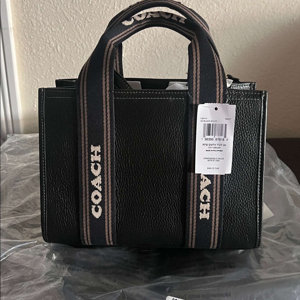 Coach Black and Tan Crossbody Bag 24”